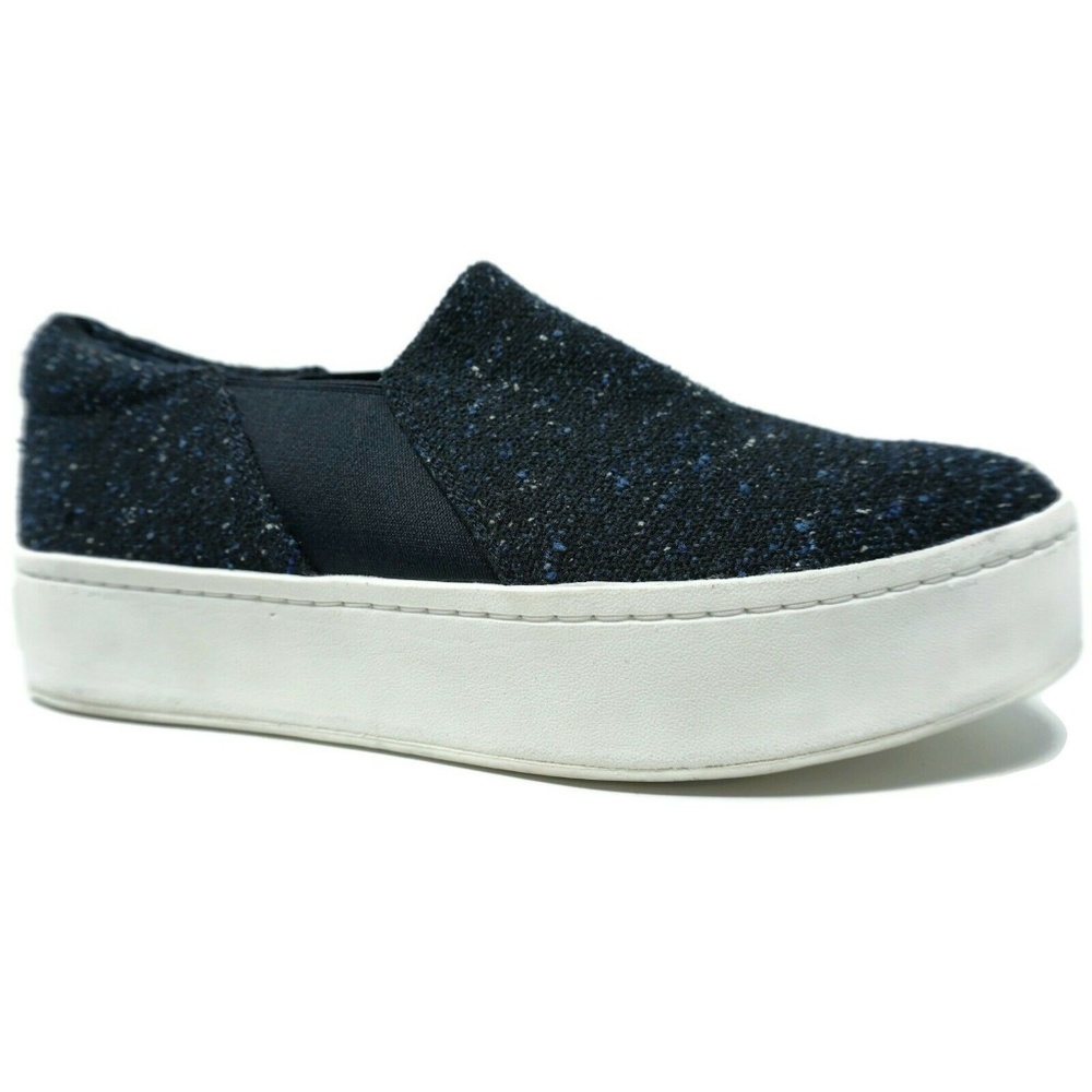 Vince Navy Speckled Slip-On Platform Sneakers with White Sole